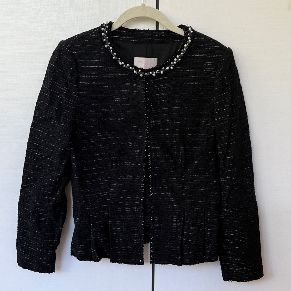 Rebecca Taylor Black Blazer with Pearl Accents